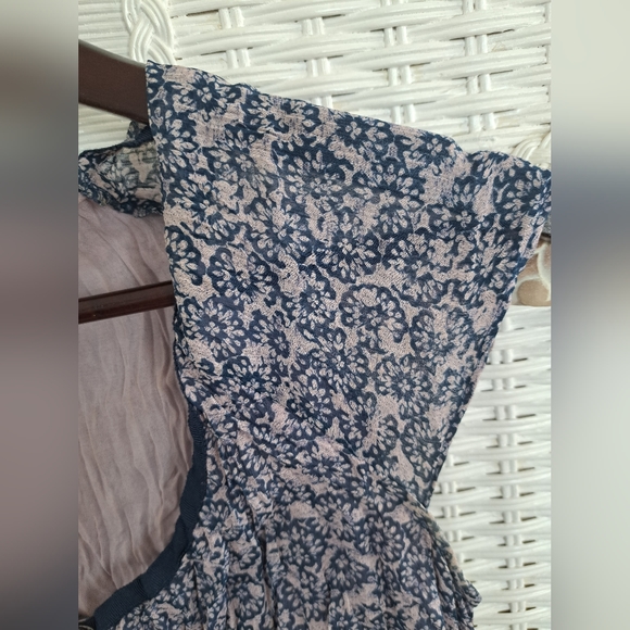 VTG Blouse Womens Blue/ Lt Pink Crinkle Boho Print Peasant Top Size Small - Picture 6 of 12